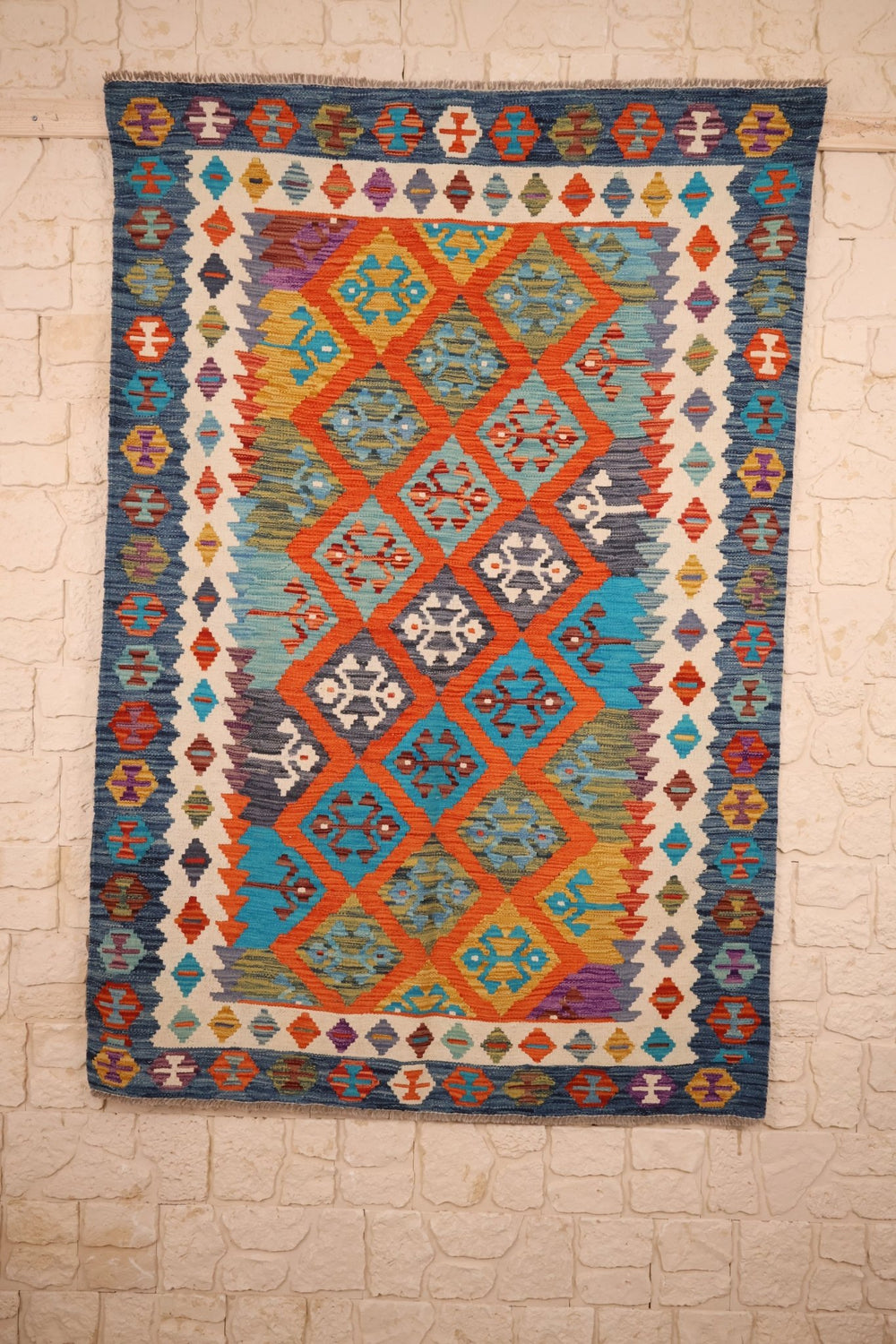 Tapis kilim fait main - Afghan - 190x130cm - Laine