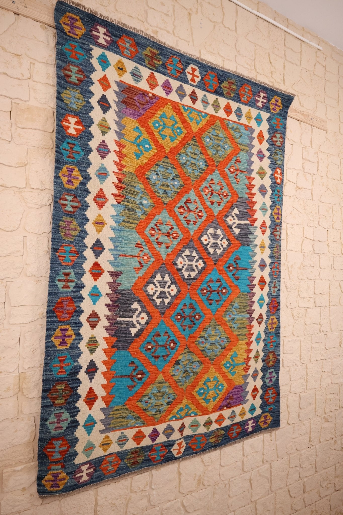Tapis kilim fait main - Afghan - 190x130cm - Laine - Baba Rug