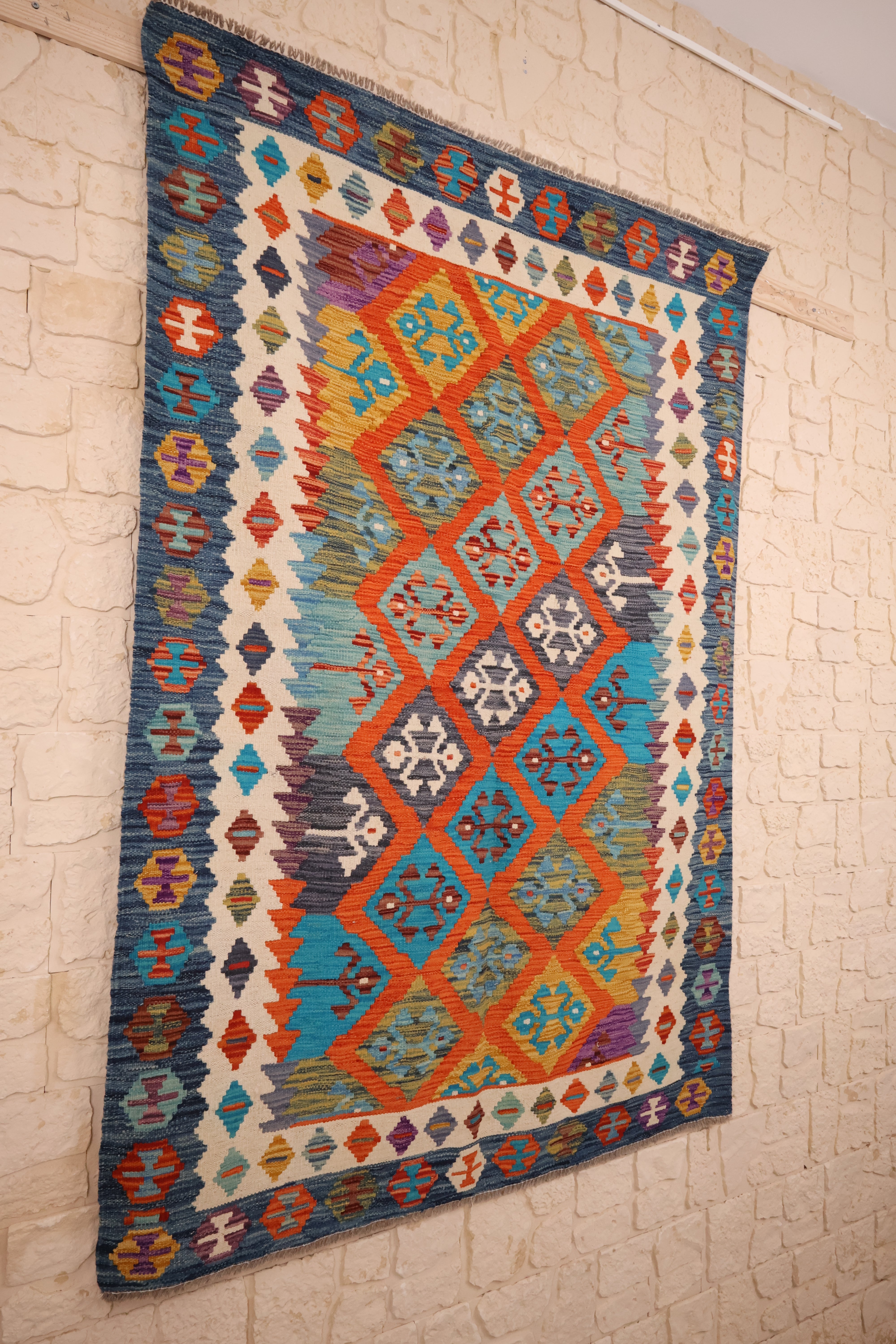 Tapis kilim fait main - Afghan - 190x130cm - Laine