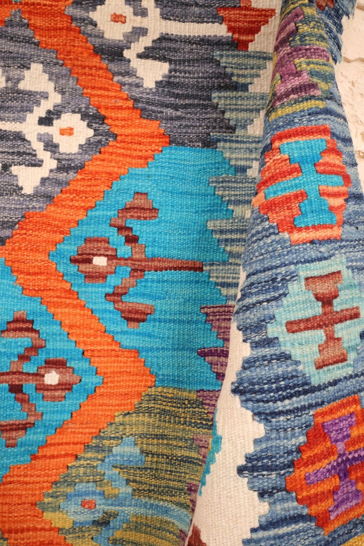 Tapis kilim fait main - Afghan - 190x130cm - Laine - Baba Rug