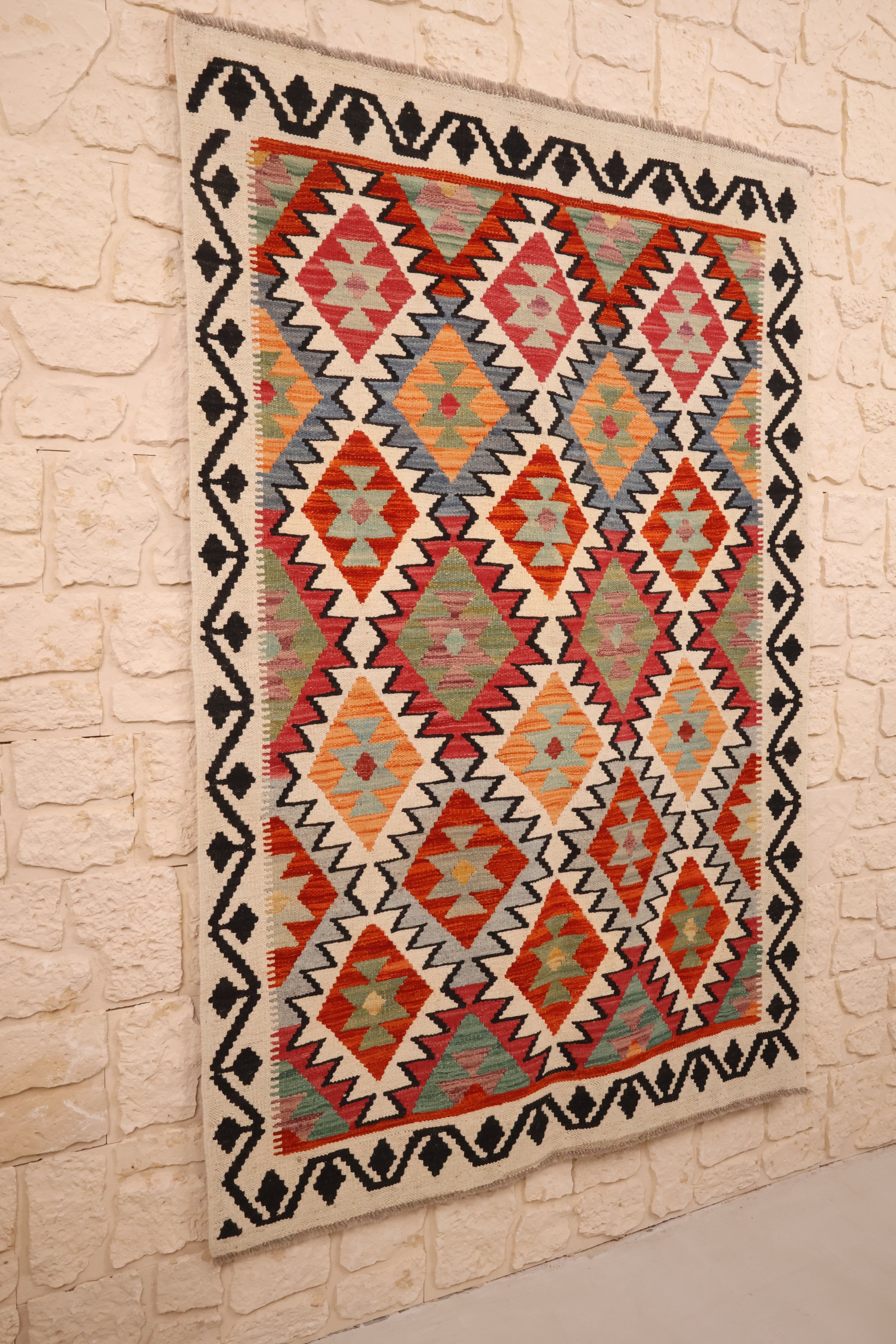 Tapis kilim fait main - Afghan - 150x100cm - Laine