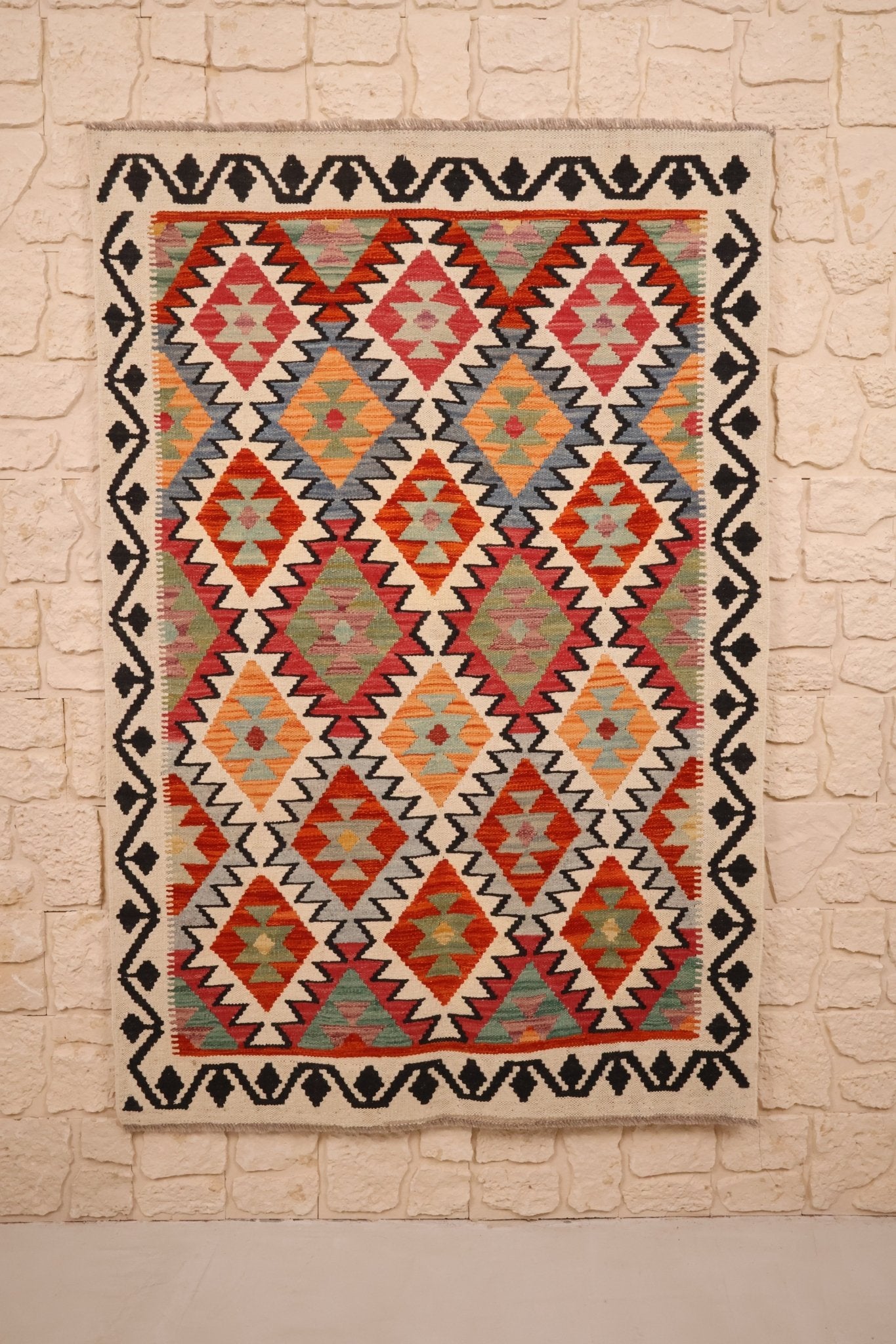 Tapis kilim fait main - Afghan - 150x100cm - Laine - Baba Rug