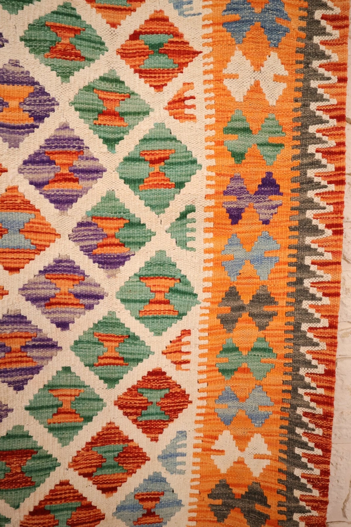 Tapis kilim fait main - afghan - 199x153cm - Laine - Baba Rug