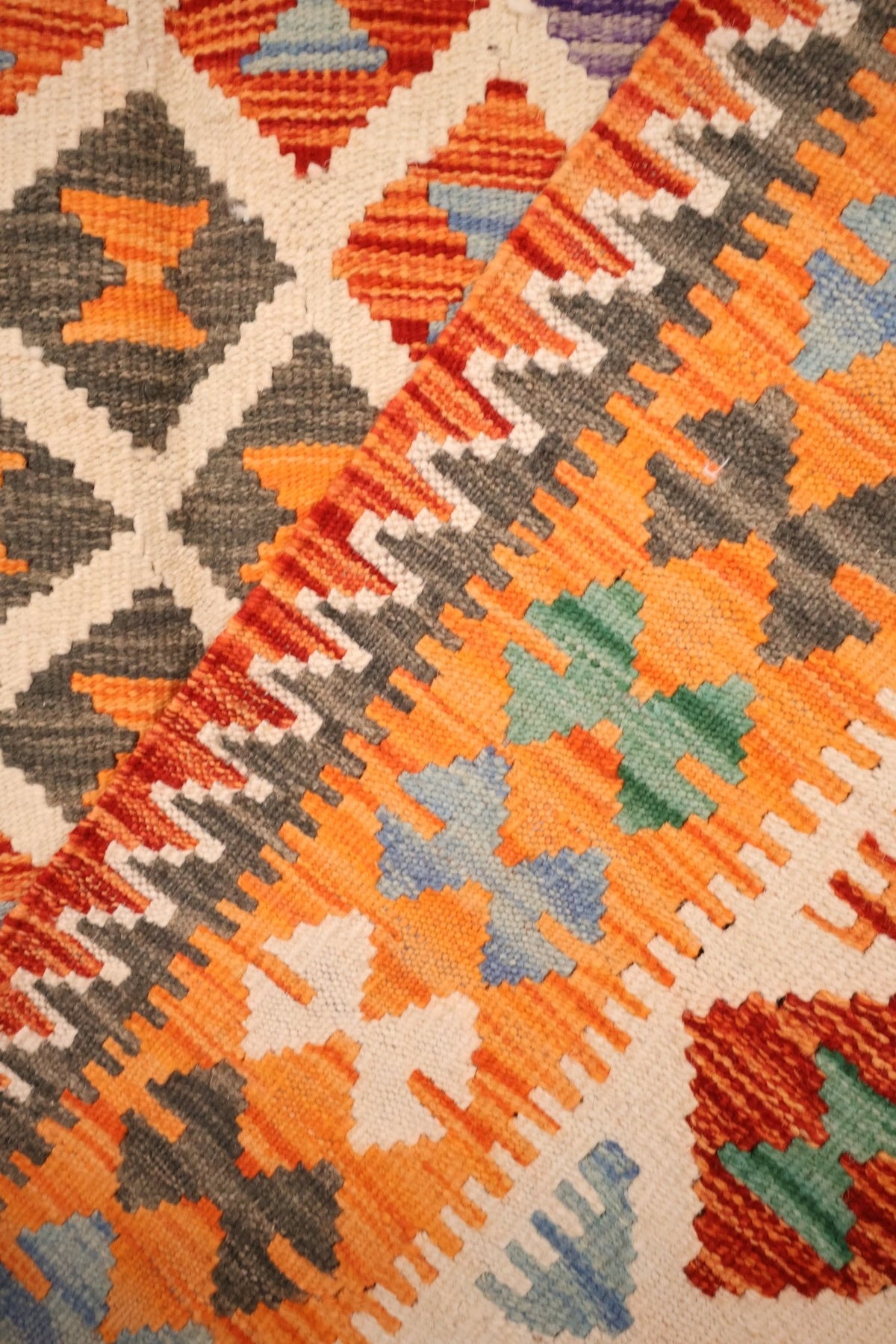 Tapis kilim fait main - afghan - 199x153cm - Laine - Baba Rug