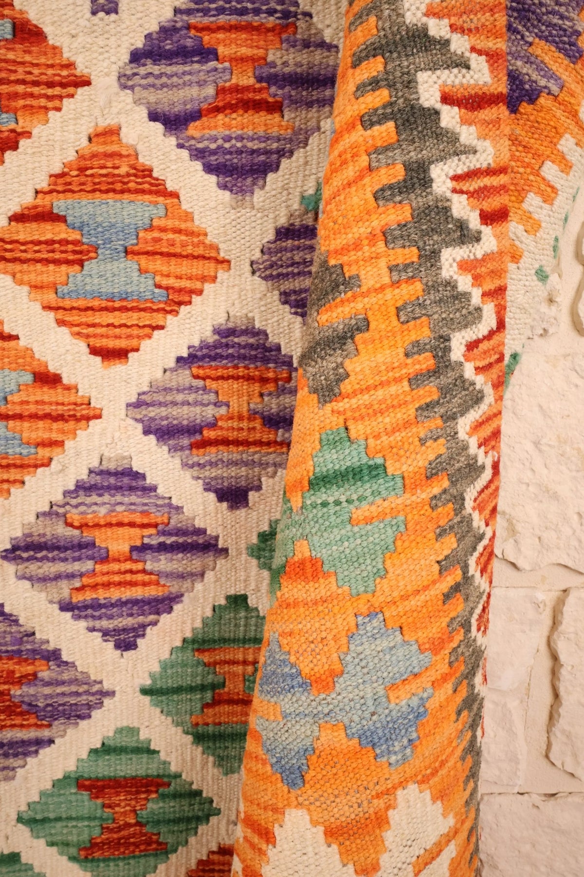 Tapis kilim fait main - afghan - 199x153cm - Laine - Baba Rug