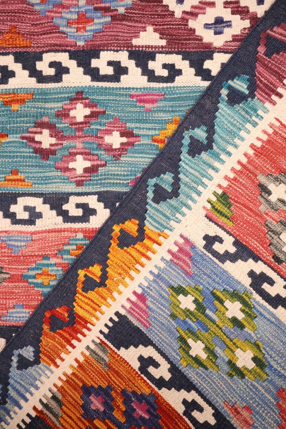 Tapis kilim fait main - afghan - 232x172cm - Laine - Baba Rug