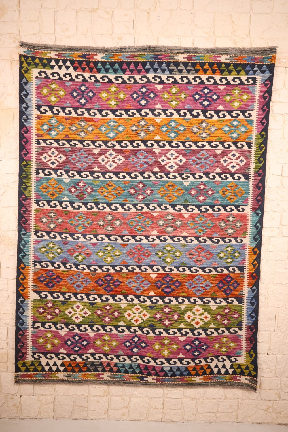 Tapis kilim fait main - afghan - 232x172cm - Laine