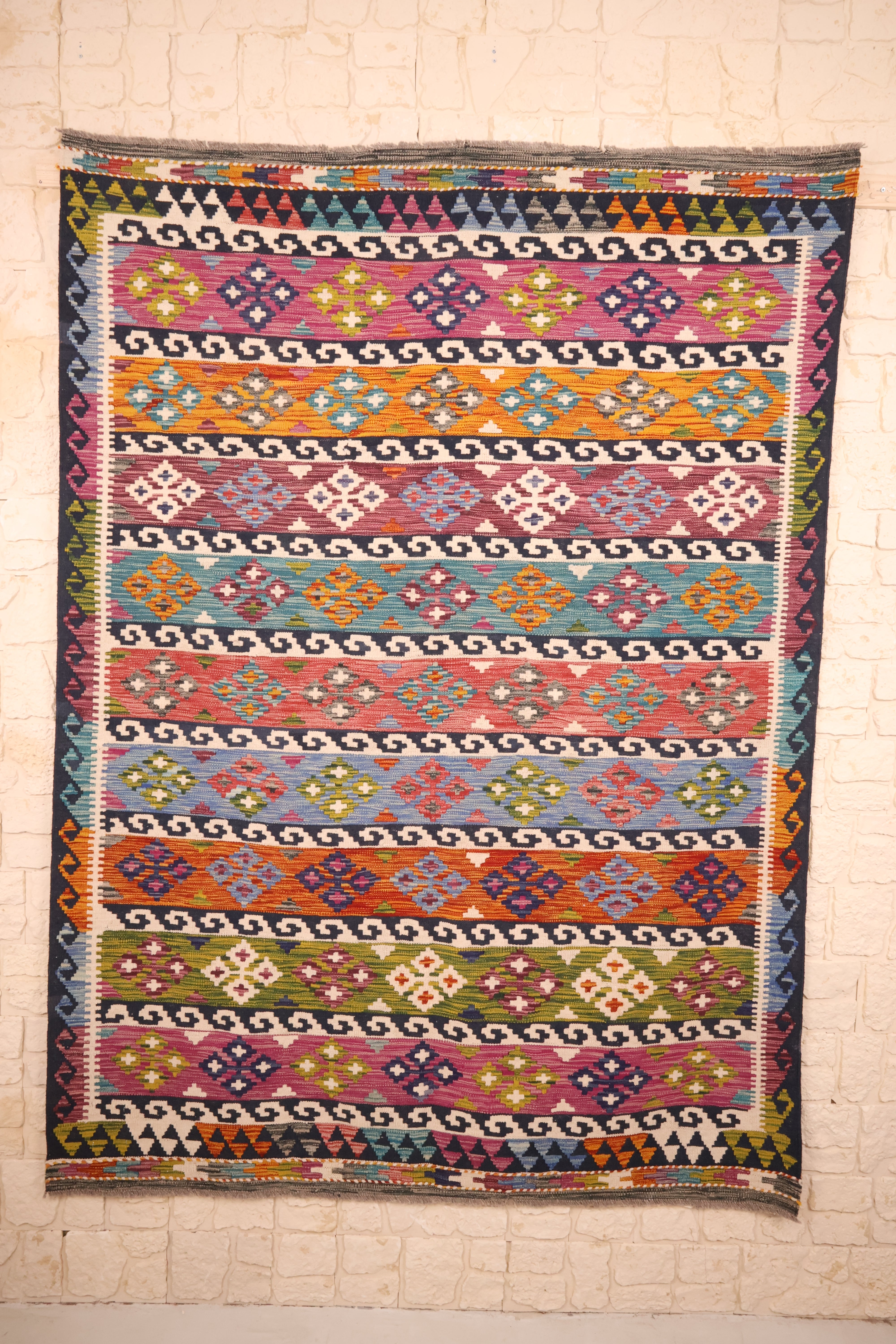 Tapis kilim fait main - afghan - 232x172cm - Laine