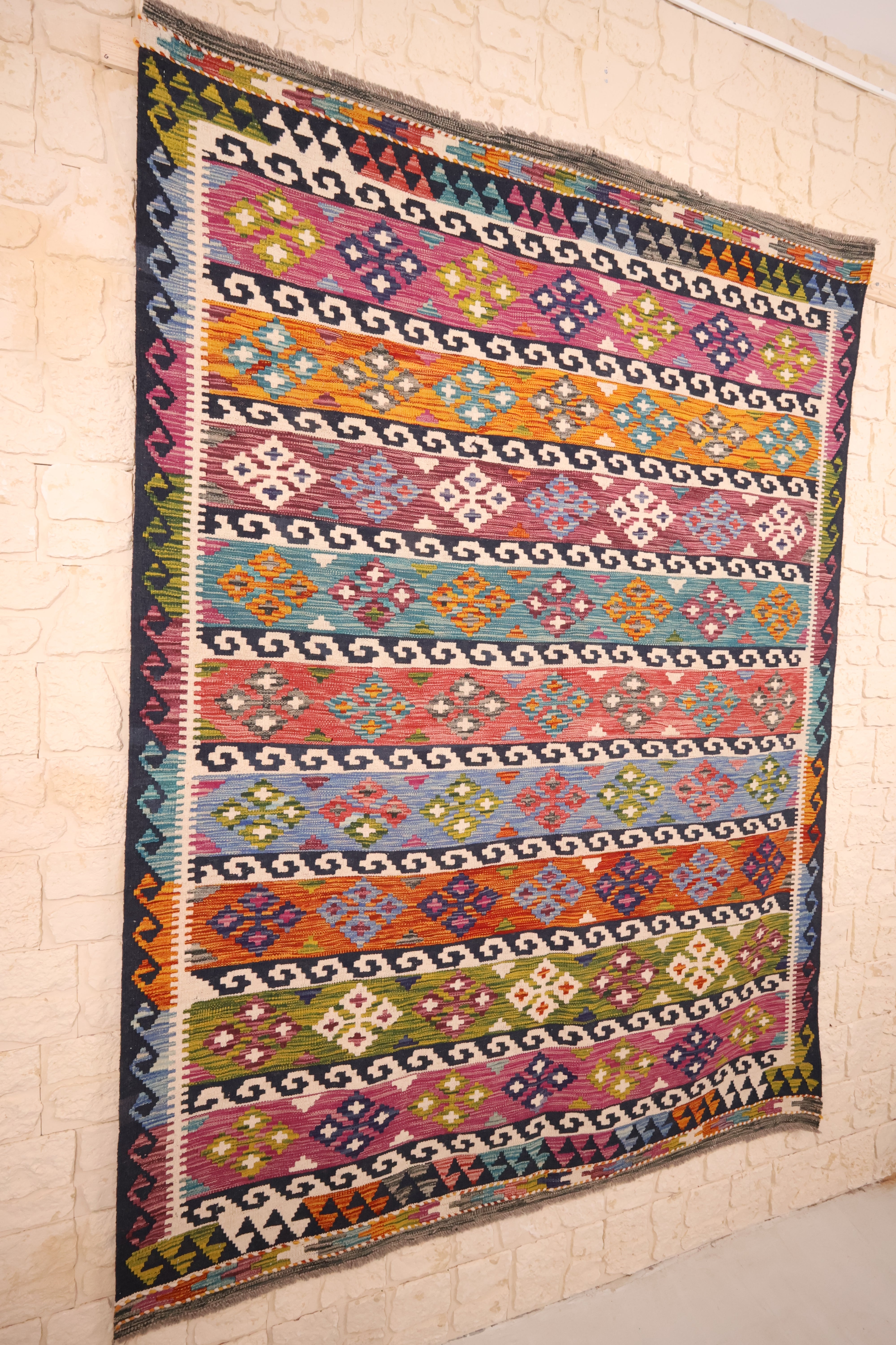 Tapis kilim fait main - afghan - 232x172cm - Laine