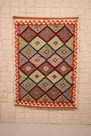 Tapis kilim fait main - Afghan - 140x102cm - Laine