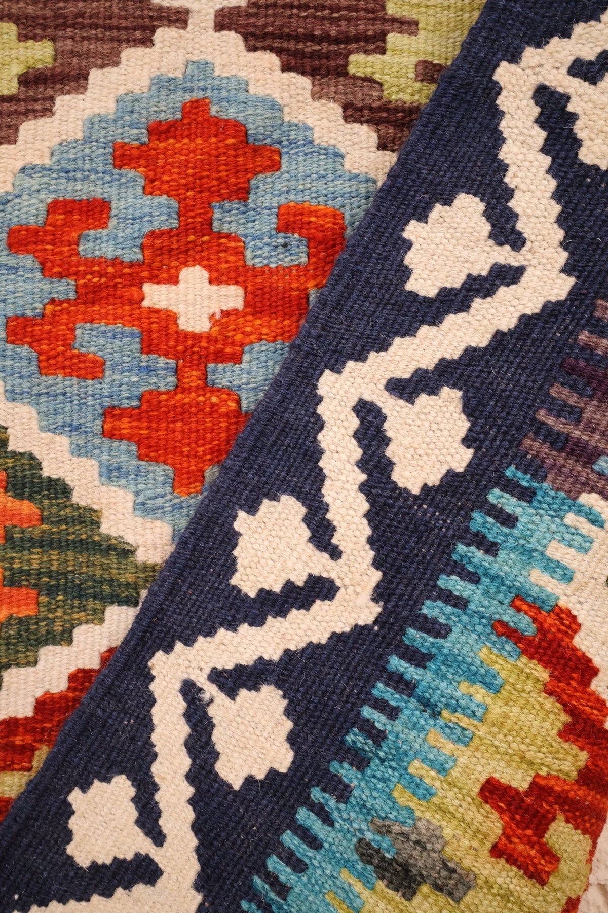 Tapis kilim fait main - Afghan - 129x75 - Laine - Baba Rug