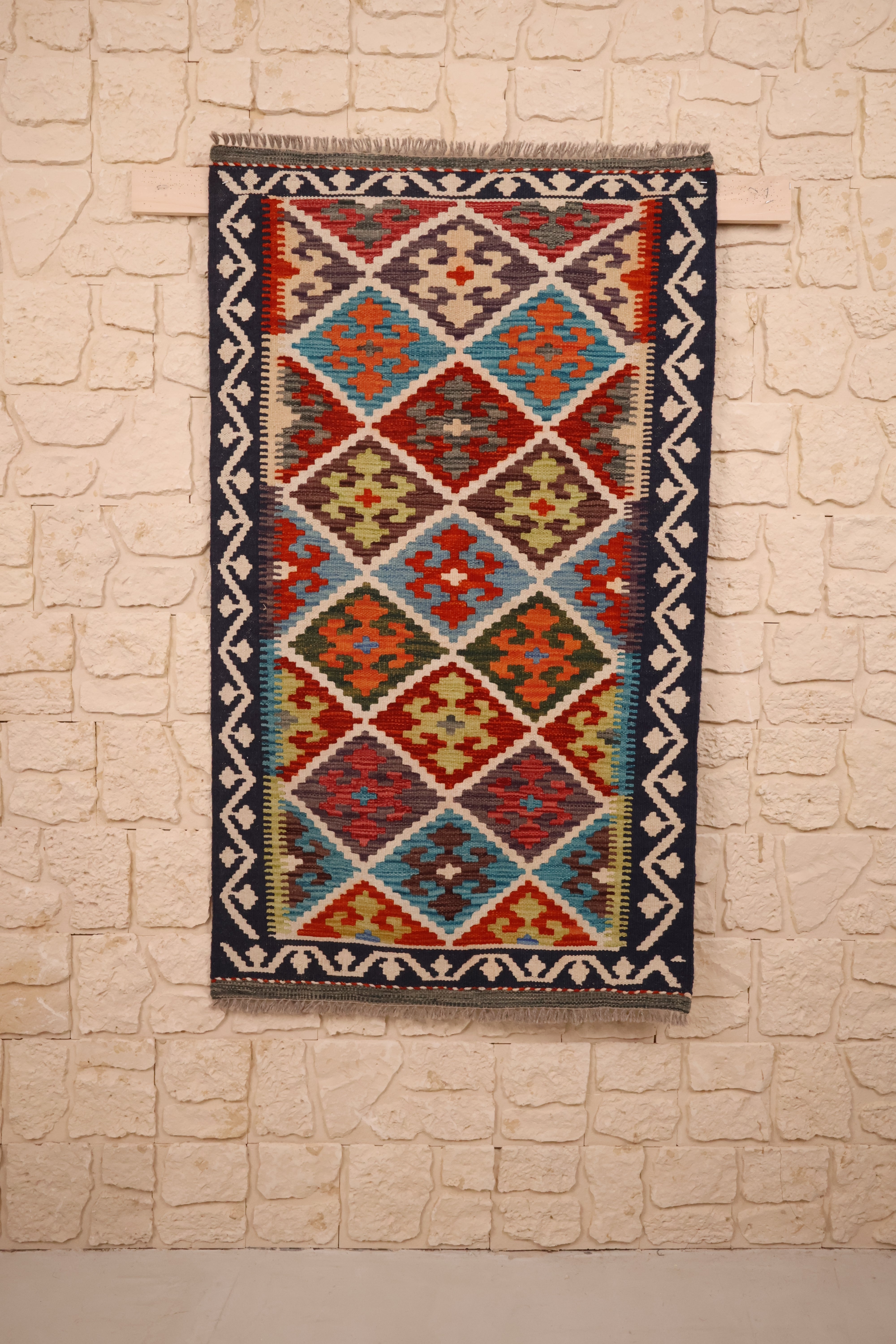 Tapis kilim fait main - Afghan - 129x75 - Laine