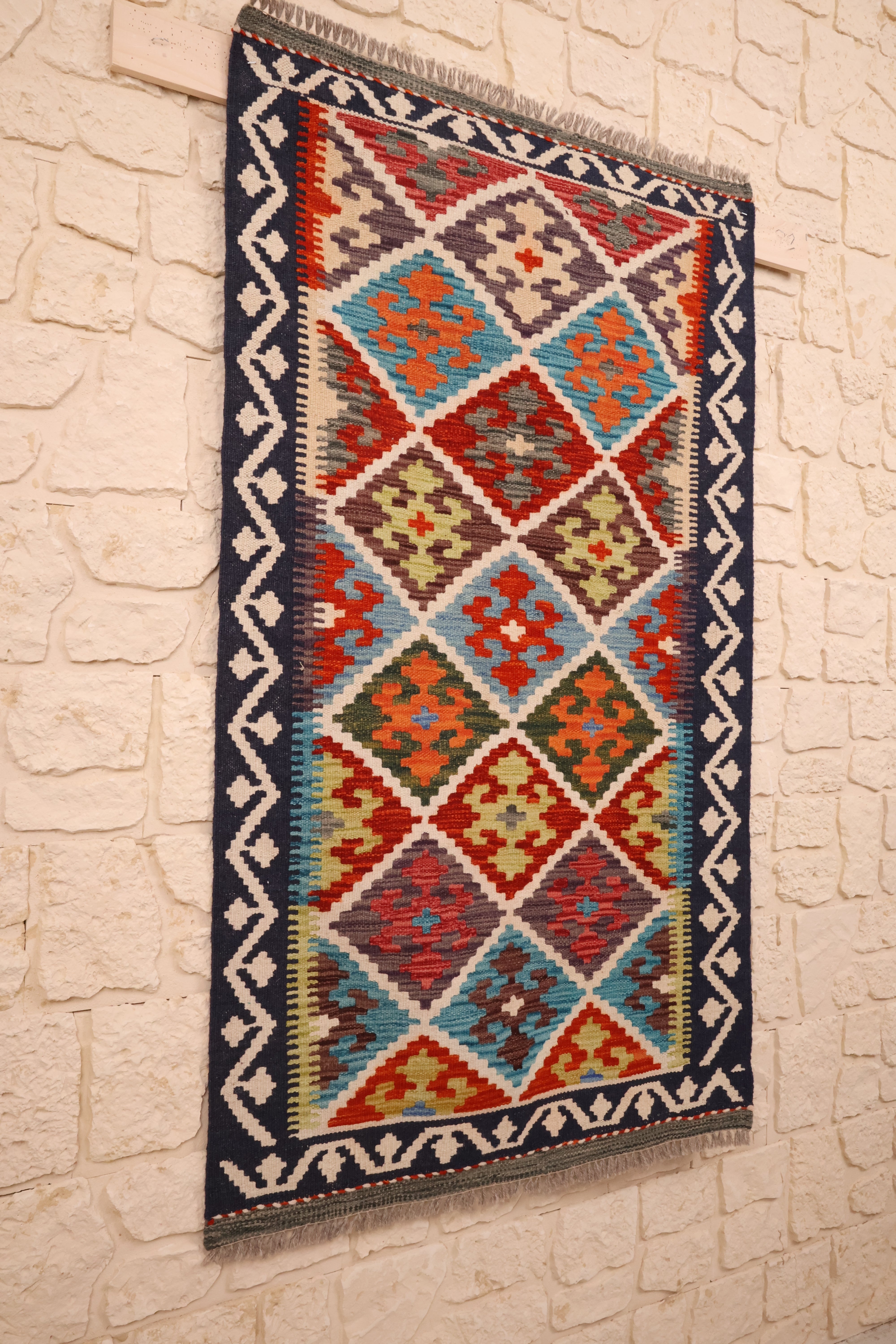 Tapis kilim fait main - Afghan - 129x75 - Laine