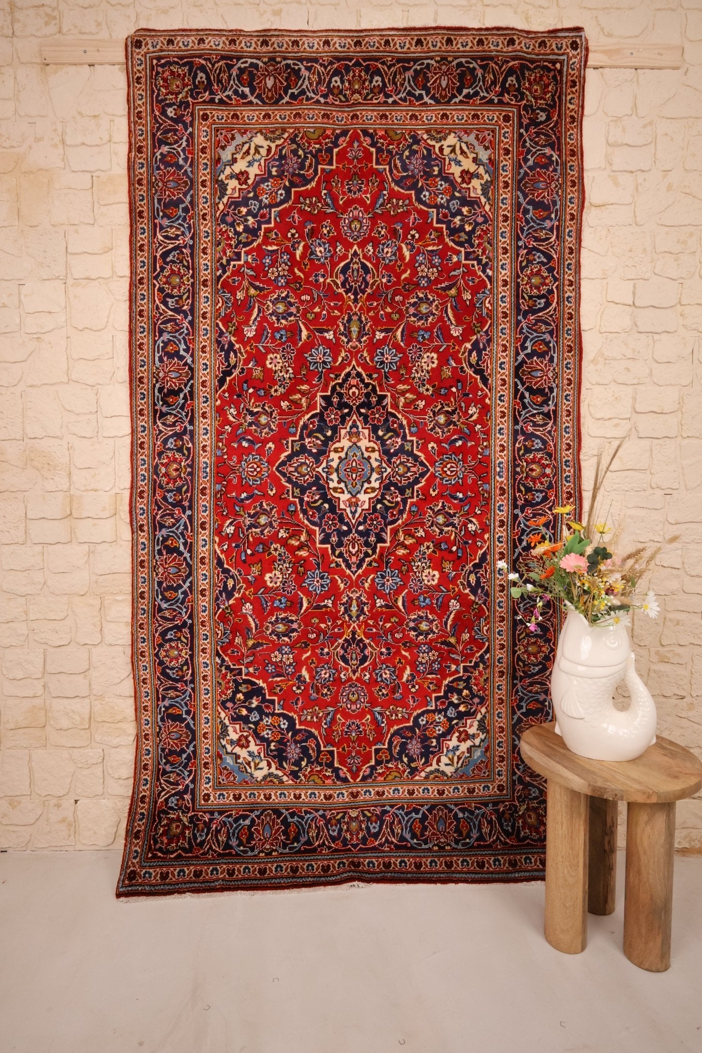 Tapis Kashan 268x148cm - Nouée Main en Laine - Baba Rug