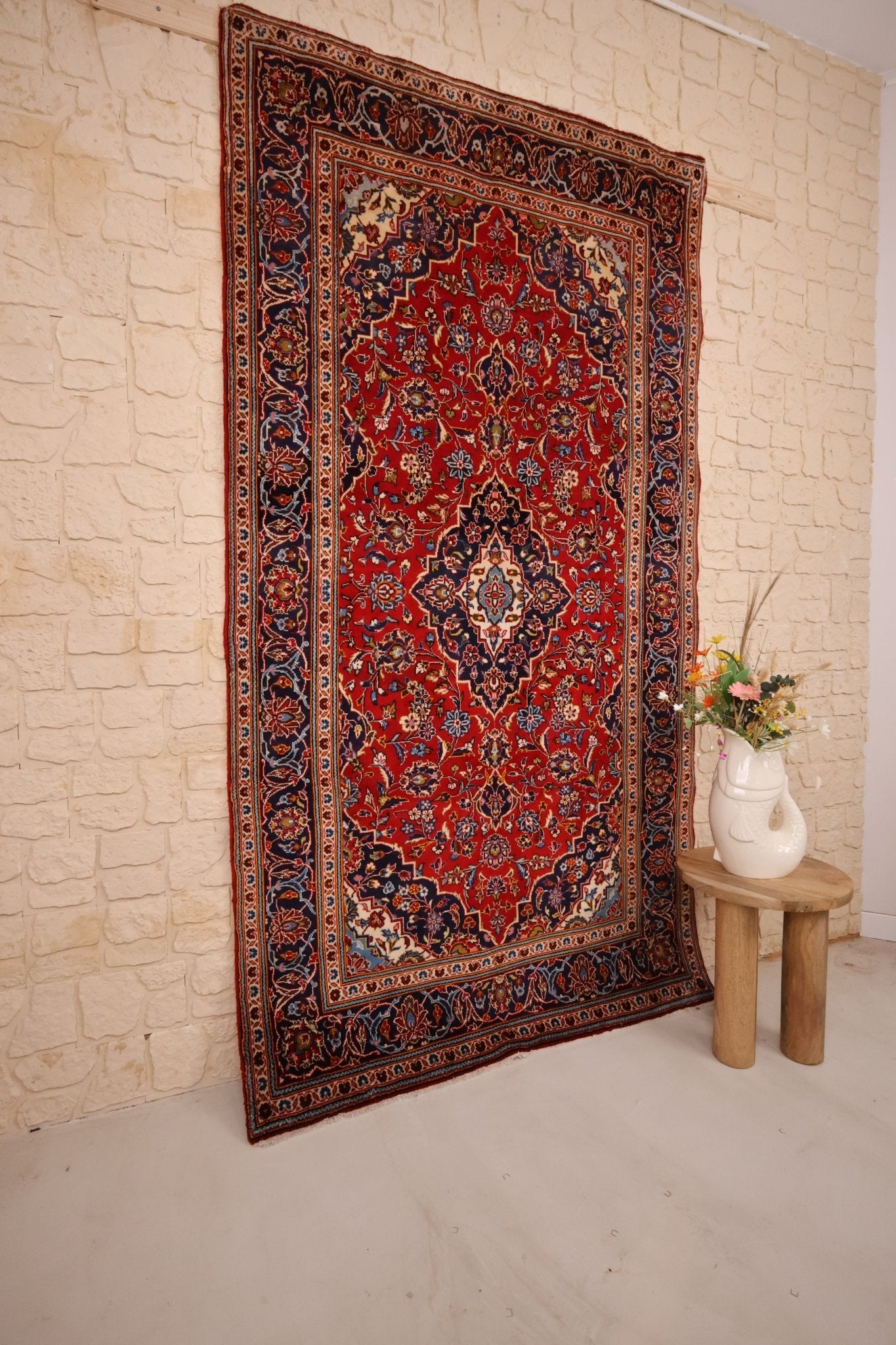 Tapis d'orient Kashan 268x148cm - Nouée Main en Laine - Baba Rug