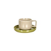 Tasse Chic beige avec sa sous tasse kaki