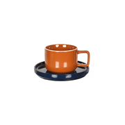 Tasse Chic brun avec sa sous tasse bleu