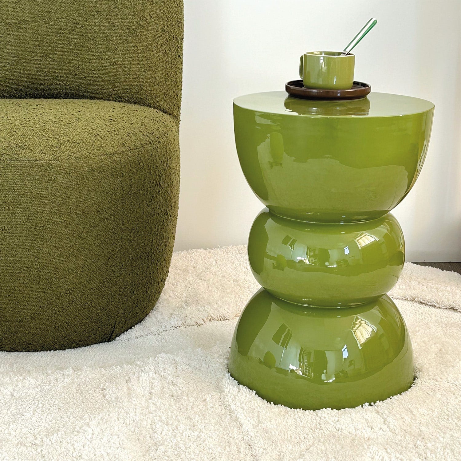 Duo Tasse et sous tasse verte et marron