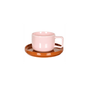 Tasse Chic rose avec sa sous tasse brun