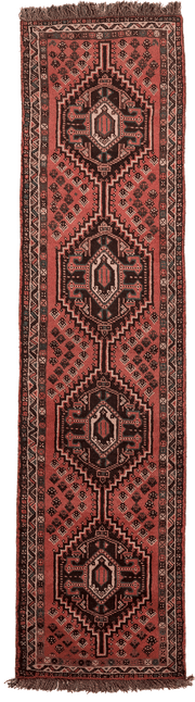 Tapis Shiraz persan fait main en laine – vue de face, 300 × 75 cm – Baba Rug, Paris
