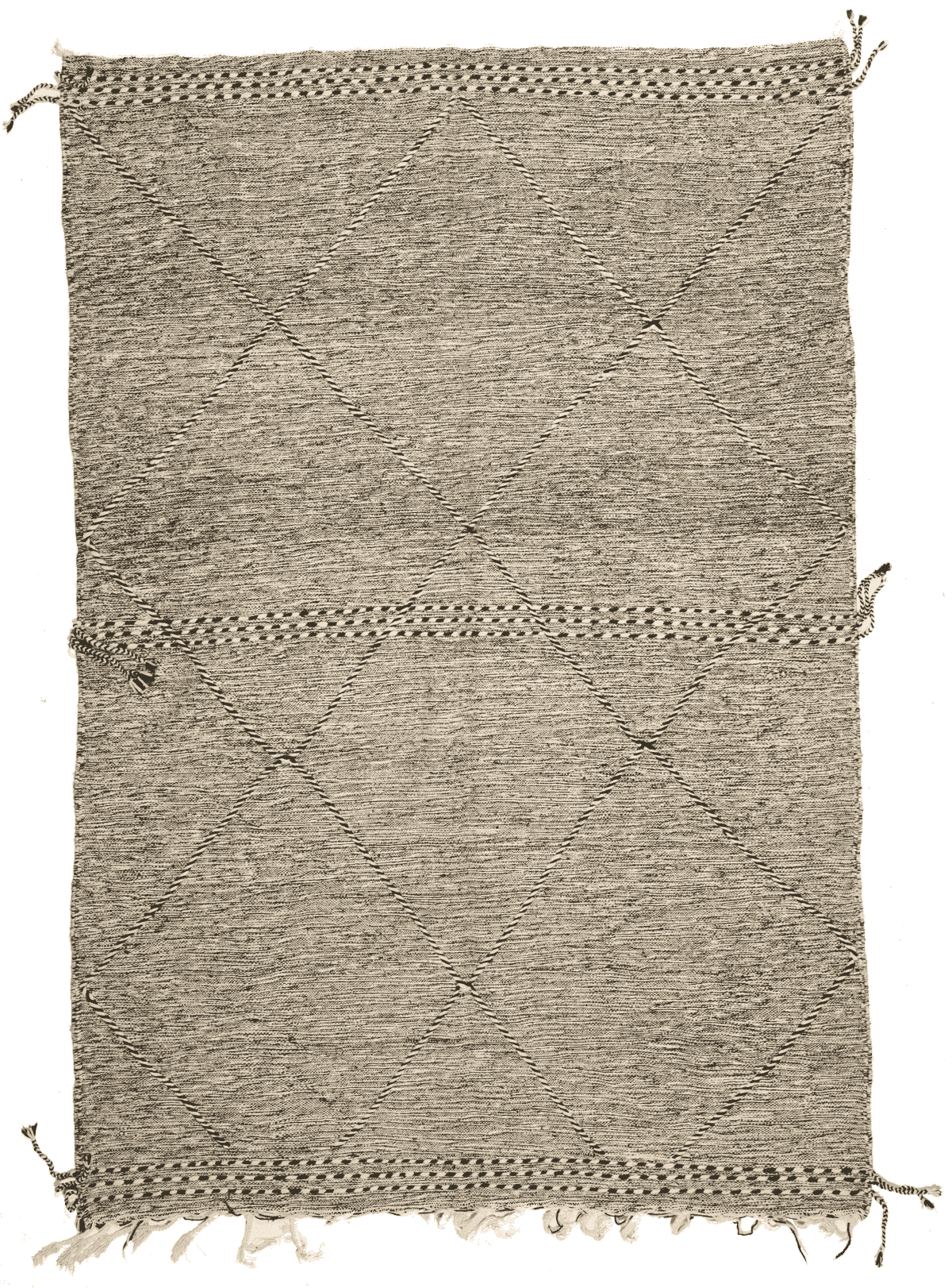 Kilim Zanafi fait main au Maroc en laine – vue de face, 288 × 194 cm – Baba Rug, Paris
