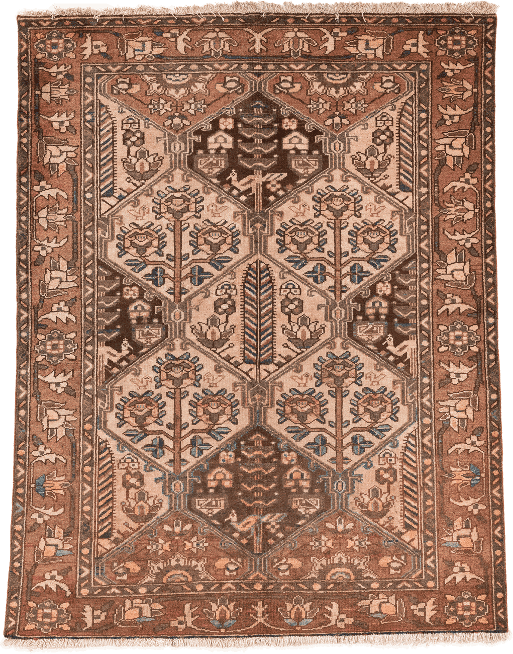 Tapis Bakthiar persan fait main en laine – vue de face, 260 × 160 cm – Baba Rug, Paris
