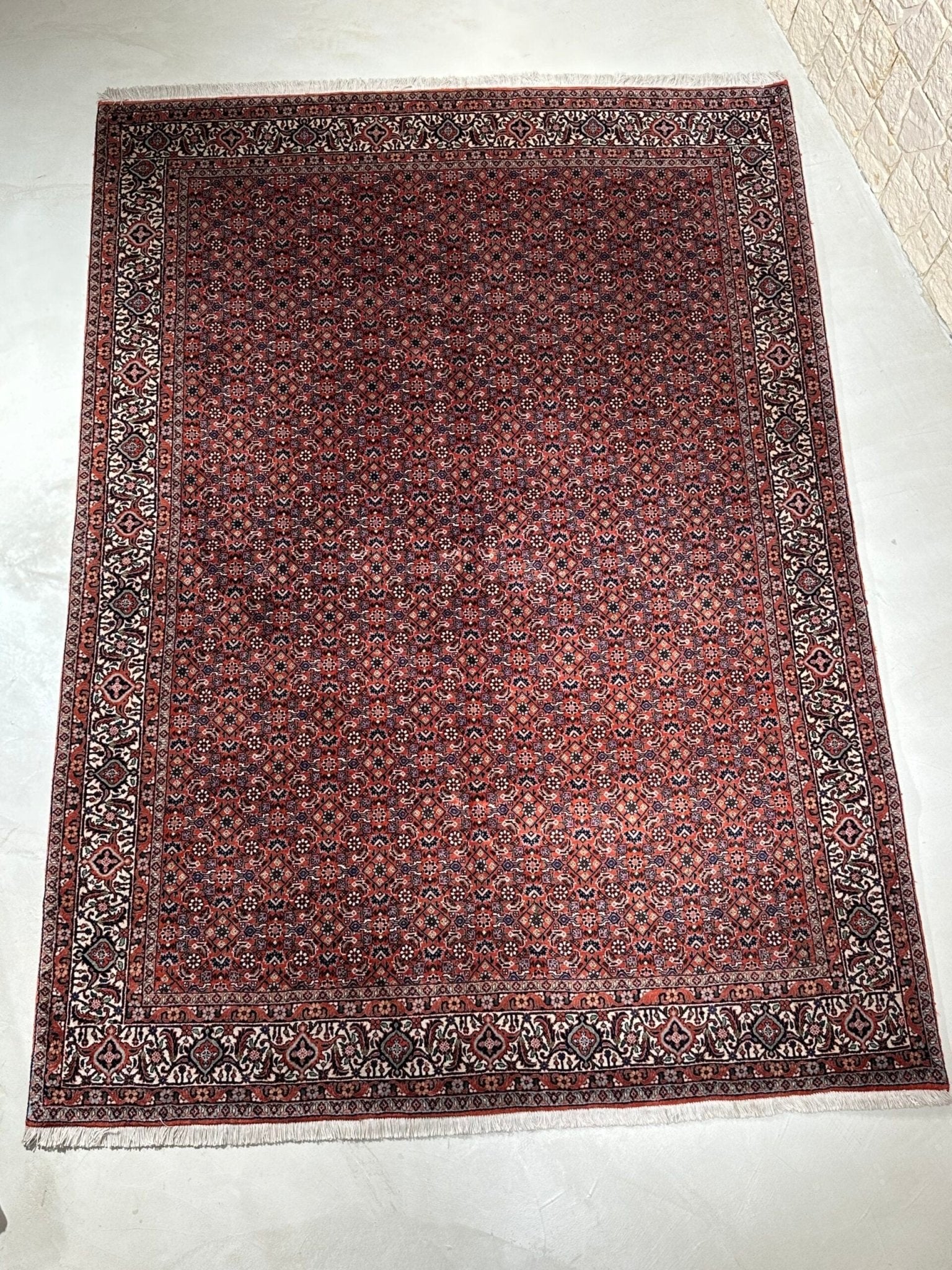 Tapis persan Bidjar 240x173 cm fait main en Iran, pièce artisanale en laine aux motifs traditionnels