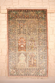 Tapis Cachemire beige 158 × 93 cm en soie naturelle, vue d'ensemble des six compartiments