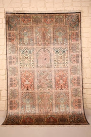 Tapis Cachemire rose 183 × 122 cm, vue d'ensemble du champ à cases fleuries