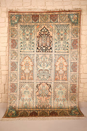 Tapis Cachemire orange 186 × 125 cm, vue d'ensemble des neuf caissons à niche
