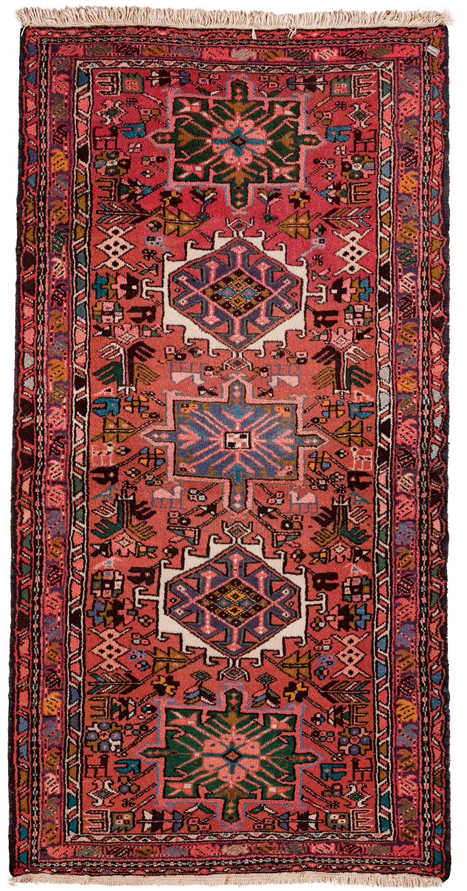 Tapis Garadgeh persan fait main en laine – vue de face, 200 × 100 cm – Baba Rug, Paris
