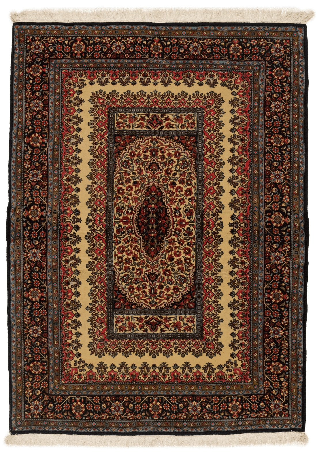 Tapis Ghoum Iran en laine 210x140cm fait main avec motifs persans traditionnels
