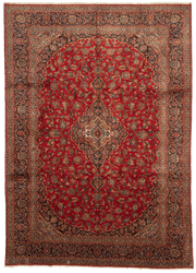 Tapis Kashan persan fait main en laine – vue de face, 410 × 300 cm – Baba Rug, Paris
