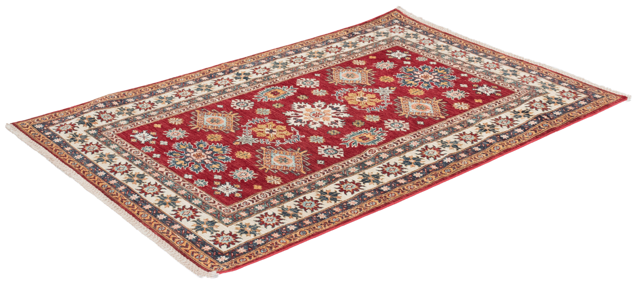 Tapis Kazak 189x126cm origine pakistan allongé sur le sol