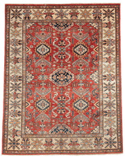 Tapis Kazak Pakistan fait main en laine – vue de face, 244 × 192 cm – Baba Rug, Paris 
