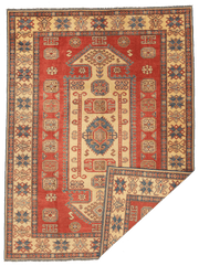 Tapis Kazak fait main au Pakistan en laine – vue de face, 245 × 184 cm – Baba Rug, Paris

