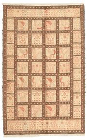 Tapis Kilim Soumak Iran motif quatre saison 191x122cm fait main avec motifs persans traditionnels