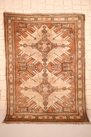 Tapis Kula orange 181 × 134 cm, vue d'ensemble des deux médaillons crénelés