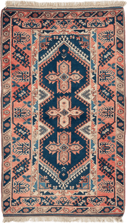 Tapis Melas turc fait main en laine – vue de face, 206 × 135 cm – Baba Rug, Paris
