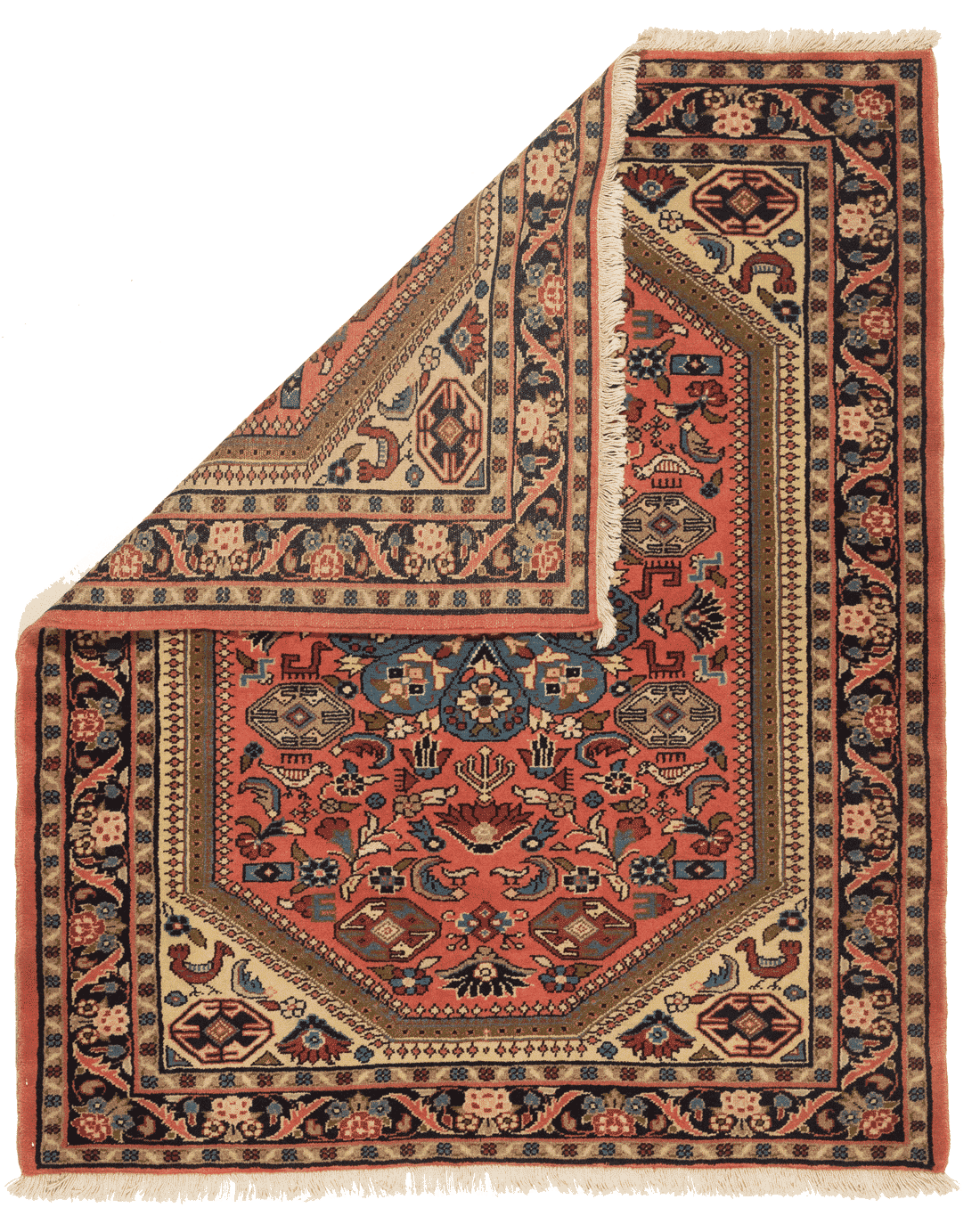 Tapis Nahavand Iran rose avec médaillon central 140x110cm fait main avec motifs persans traditionnels