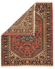 Tapis Nahavand Iran rose avec médaillon central 140x110cm fait main avec motifs persans traditionnels