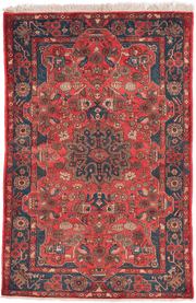 Tapis Nahavand Iran rouge avec médaillon central 230x160cm fait main avec motifs persans traditionnels
