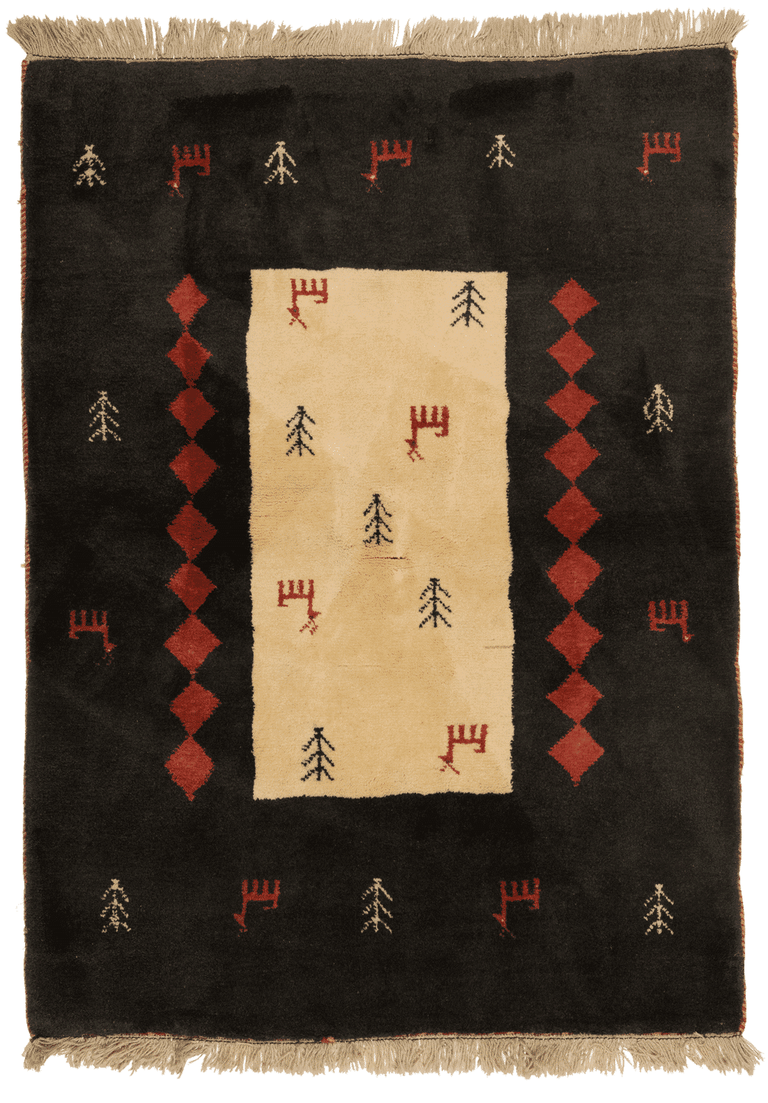 Tapis Gabbeh persan fait main, format 190x140 cm, boutique Baba Rug à Paris 12