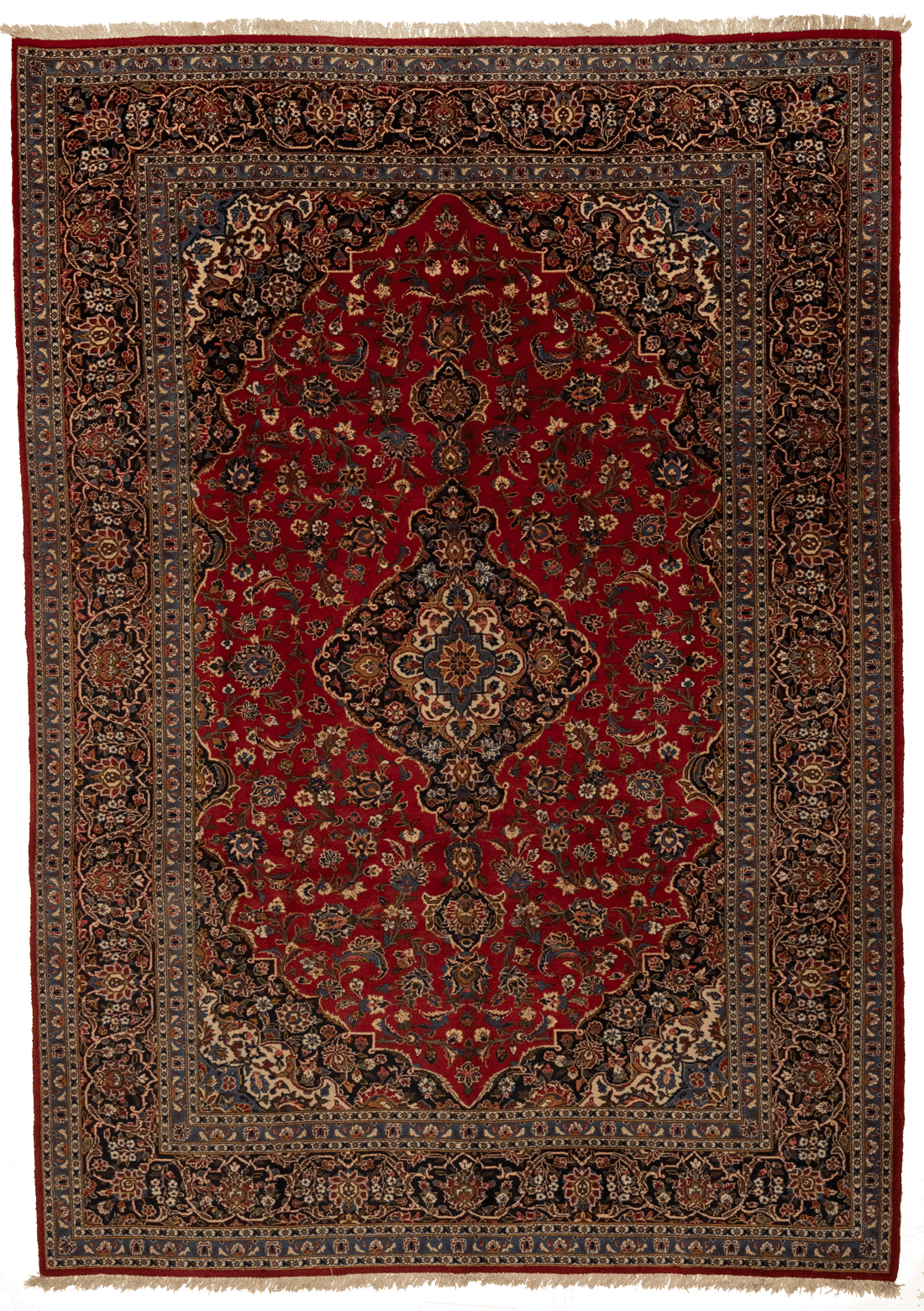 Tapis persan Kashan d’Iran en laine nouée main, grand format 370x261 cm, boutique Baba Rug à Paris 12