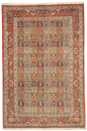 Grand tapis Moud persan 300x200 cm noué main laine motifs traditionnels Iran