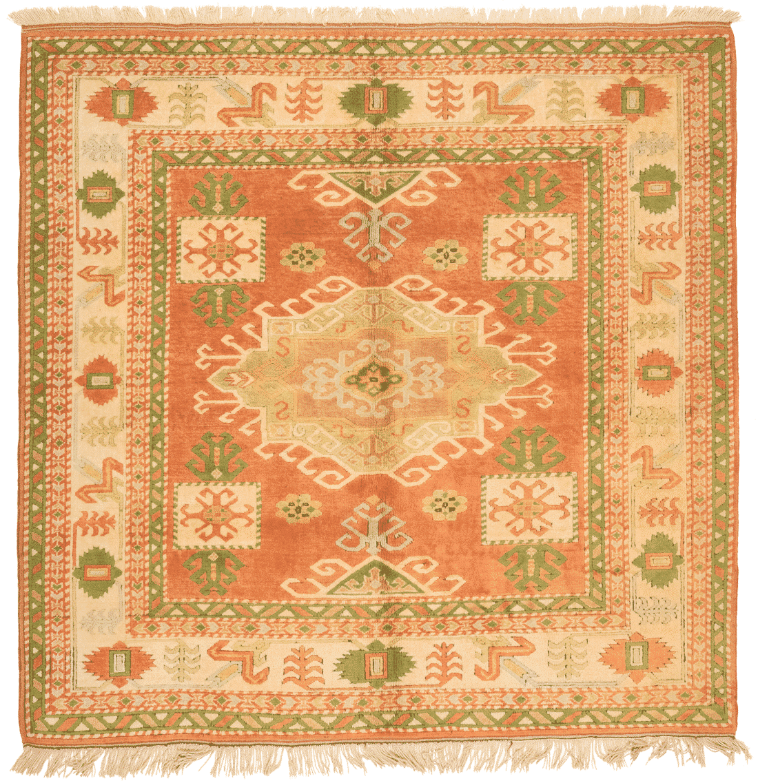 Tapis turc Konya carré en laine nouée main, format 204x201 cm, boutique Baba Rug à Paris 12
