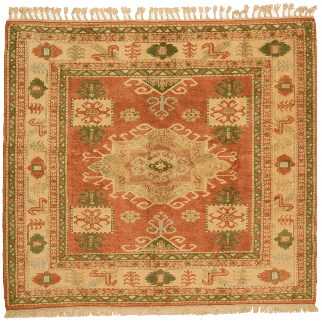 Tapis turc Konya carré en laine nouée main, format 221x190 cm, boutique Baba Rug à Paris 12