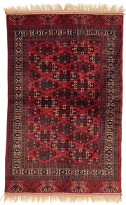 Tapis Yomut en laine nouée main, format 195x126 cm, boutique Baba Rug à Paris 12