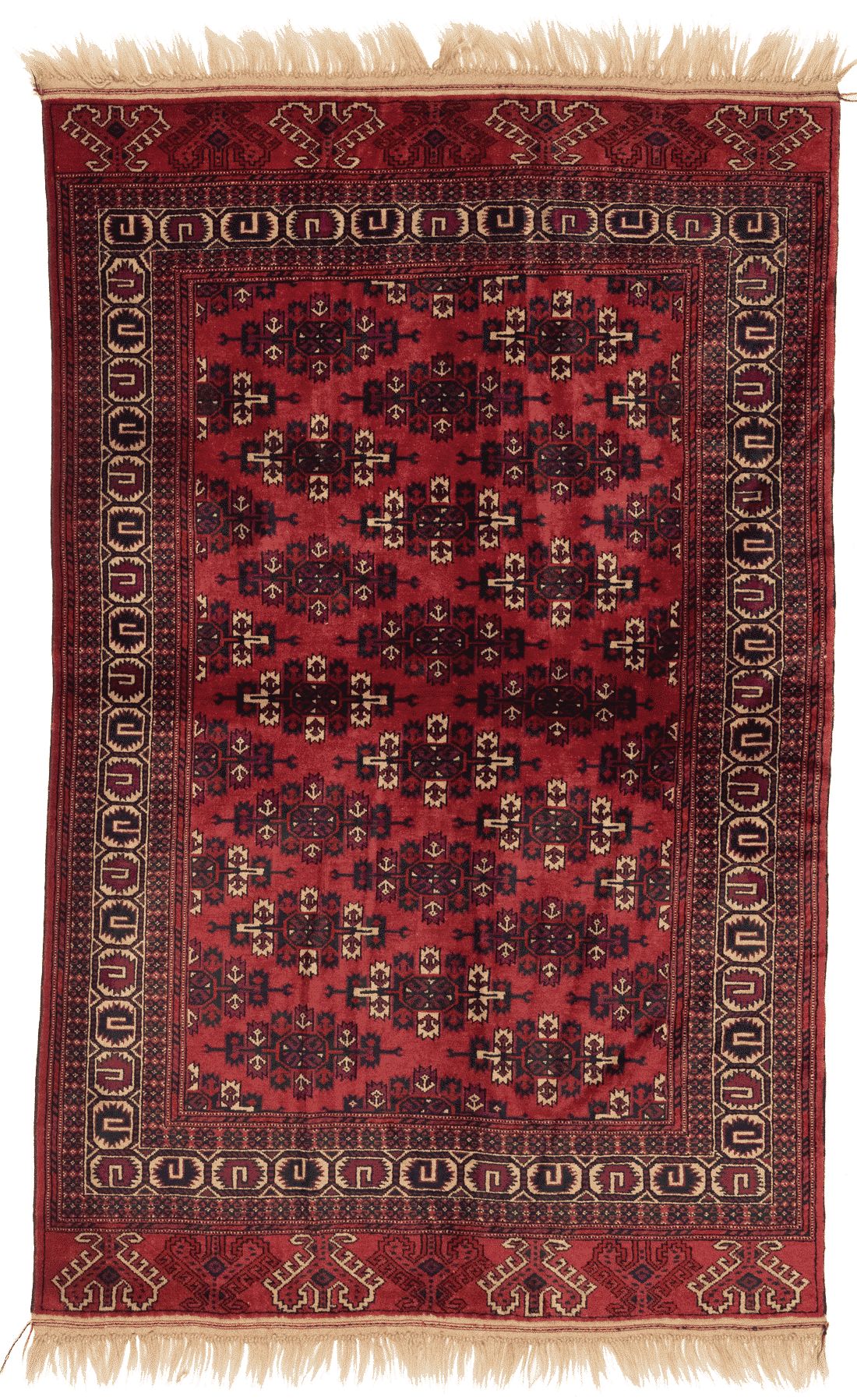 Tapis Yomut en laine nouée main, format 195x126 cm, boutique Baba Rug à Paris 12